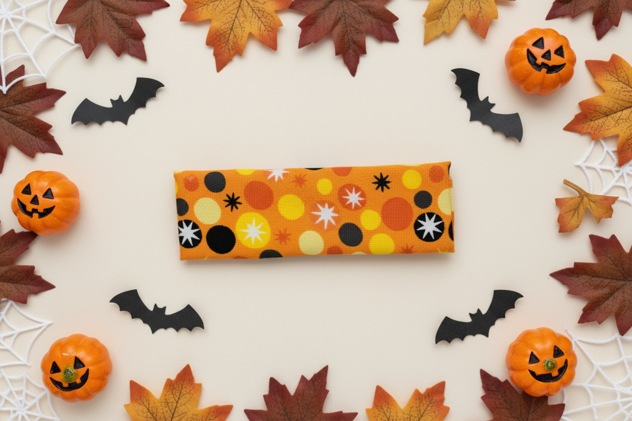 Retro Halloween Hair Clip, 3.25", Fall Barrette, Leather Lined