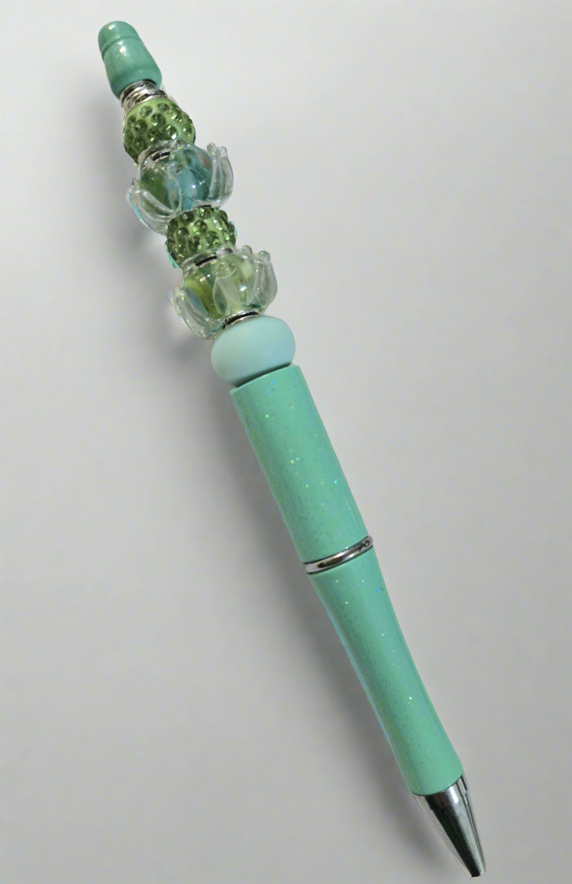 Teal and Green Lampwork Pen