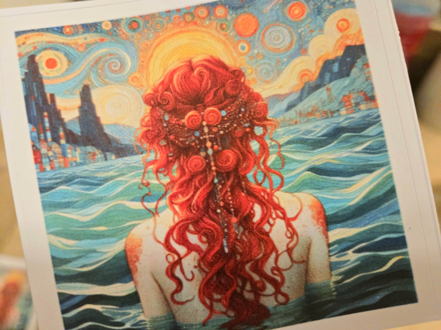 Red Haired Mermaid Sticker