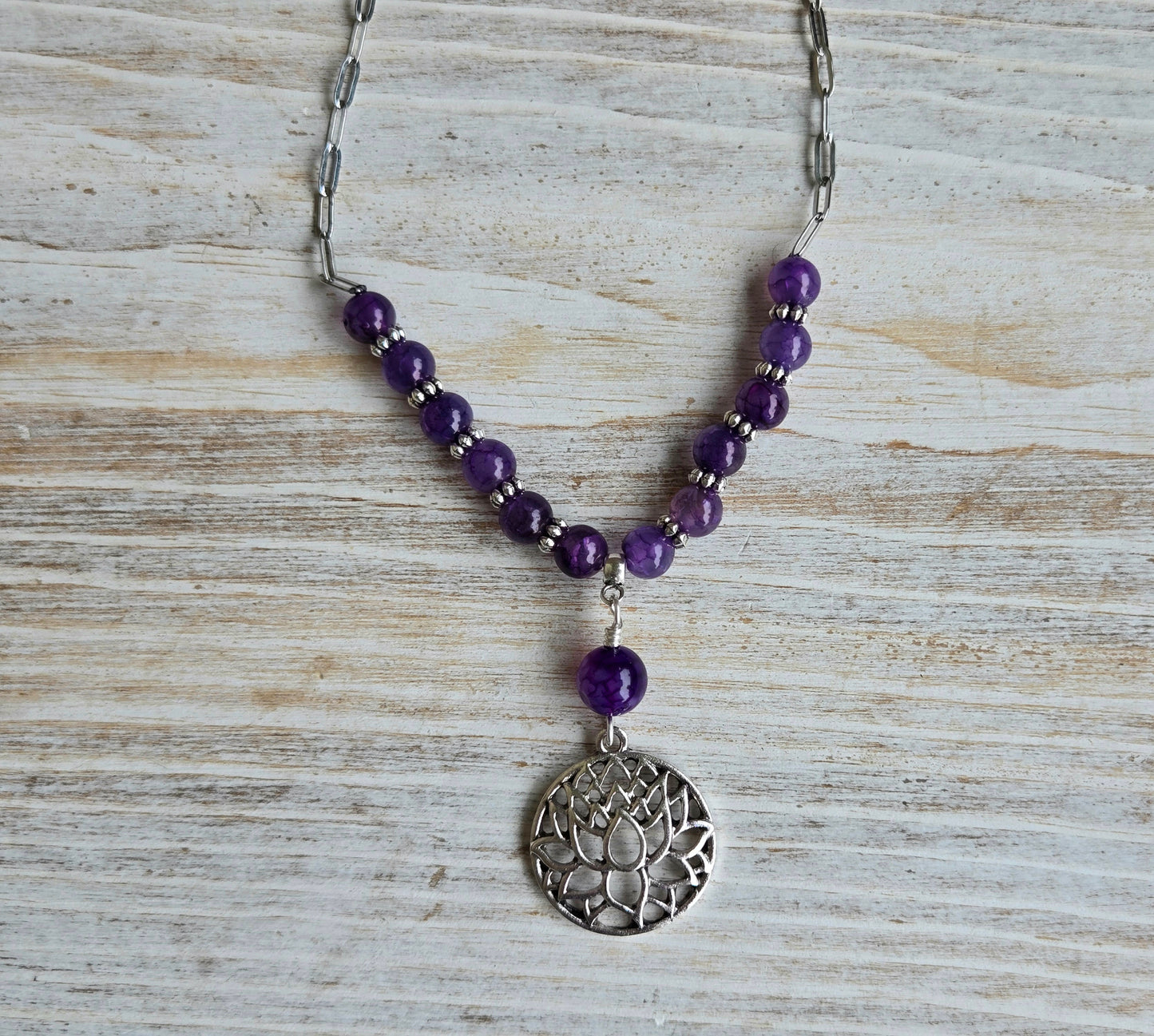 Purple Dragons Vein Lotus Healing Necklace