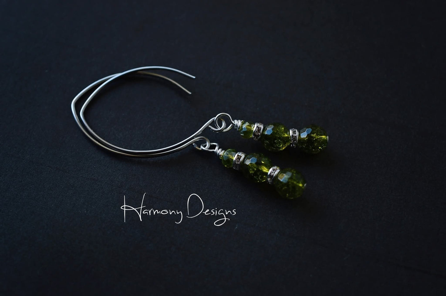 Green Peridot Gemstone Earrings, Clearance