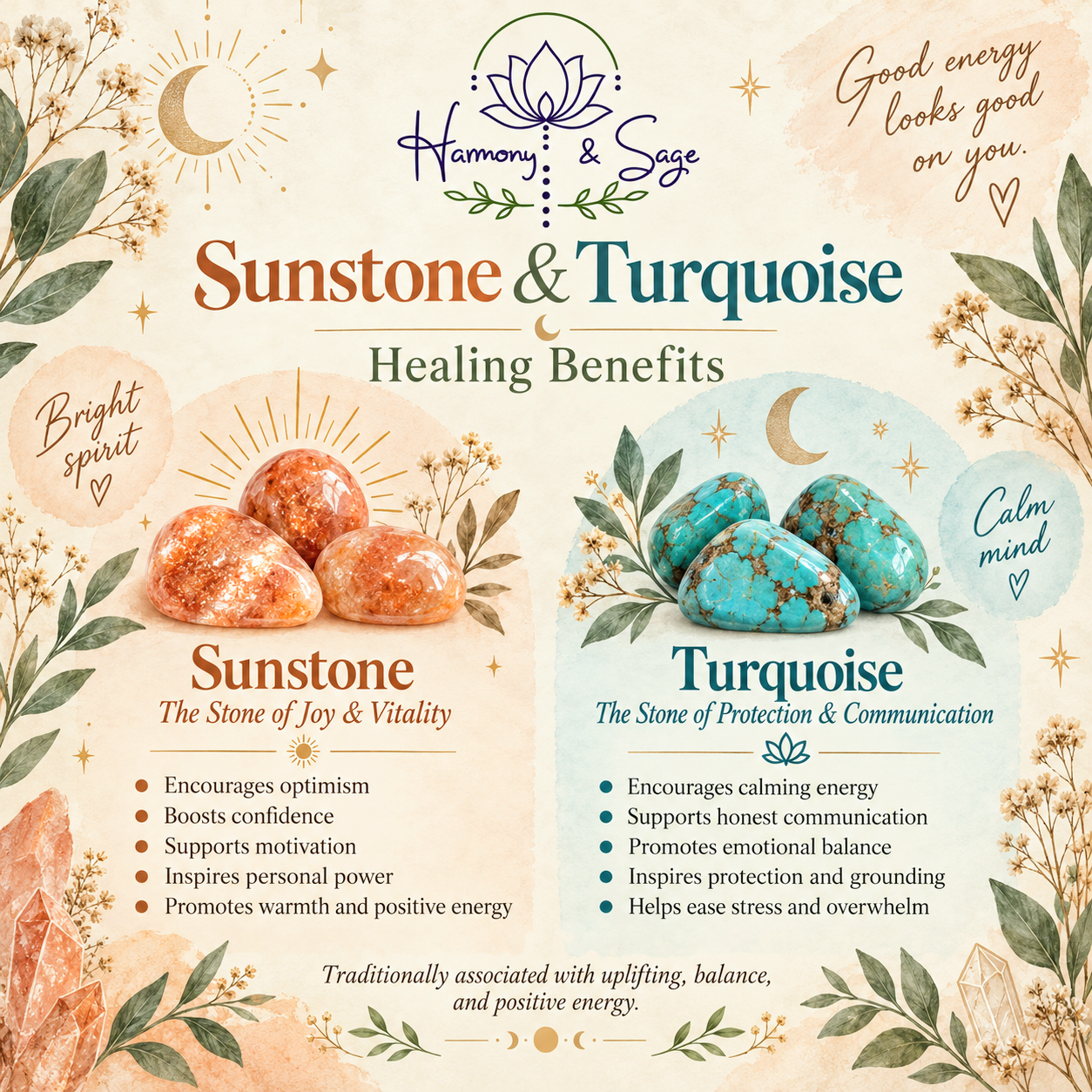 Sunstone & Turquoise Healing Bracelet, Gypsy Soul Stretch Bracelet, Orange, Peach and Blue