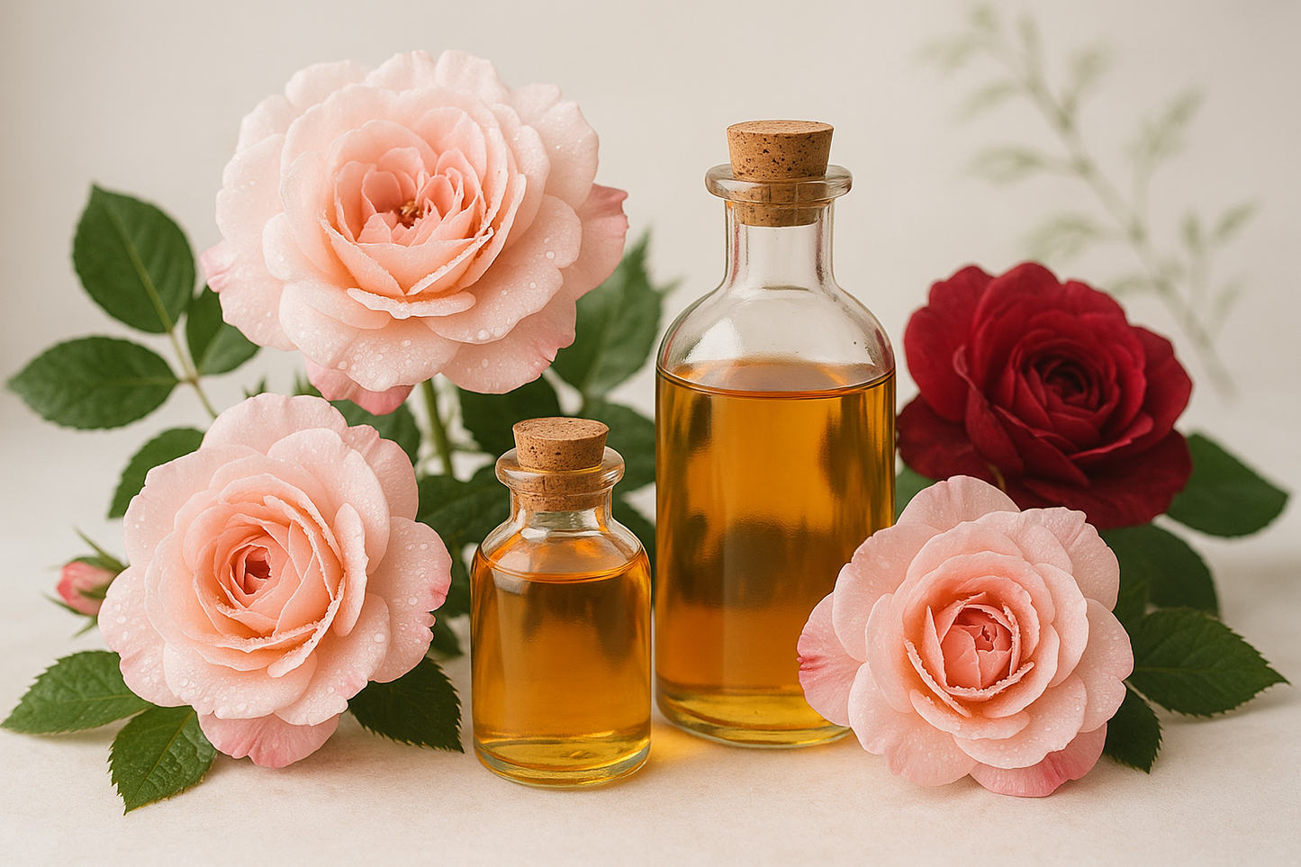 ROSE FLOWERS AND CHERRY KERNEL OIL