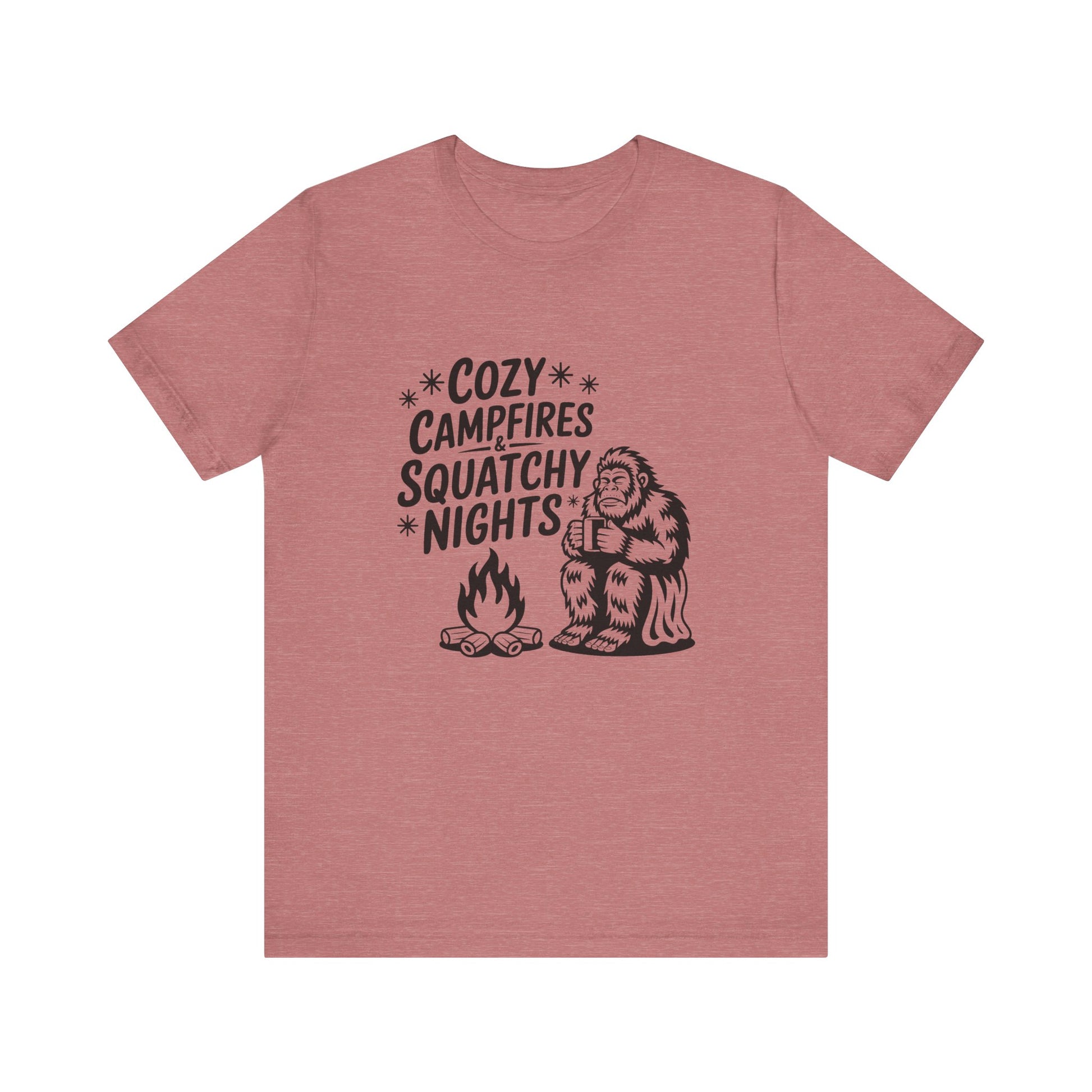 Cozy Campfires Squatchy Nights T-Shirt, Unisex Tee for Campers, Outdoor Adventures, Gifts for Nature Lovers, Summer BBQs, Funny Camping Tee - Harmonyandsage