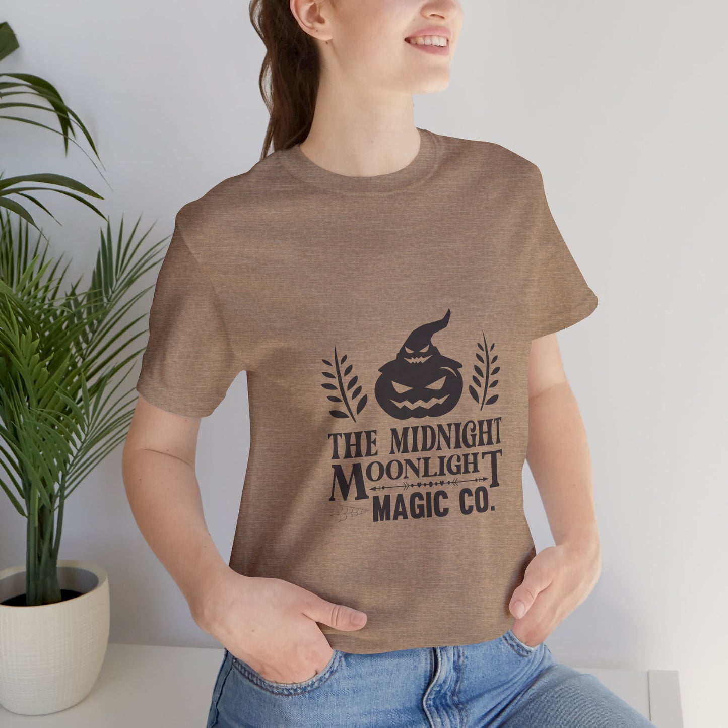 Midnight Moonlight Magic Pumpkin Tee - Unisex Short Sleeve T-Shirt for Halloween Fun