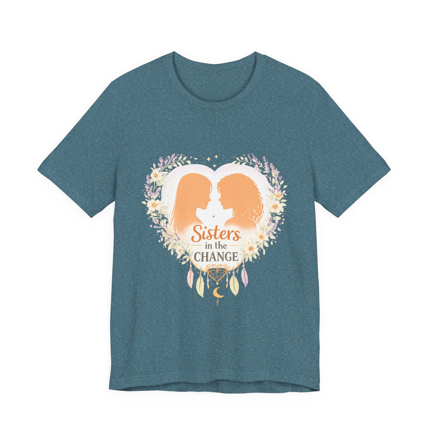 Sisters in the Change T-Shirt — Heart Silhouette Sisterhood Tee, Menopause Support Shirt