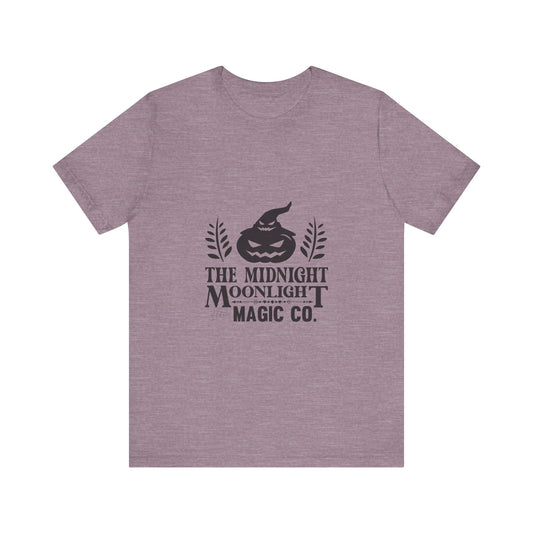 Midnight Moonlight Magic Pumpkin Tee - Unisex Short Sleeve T-Shirt for Halloween Fun