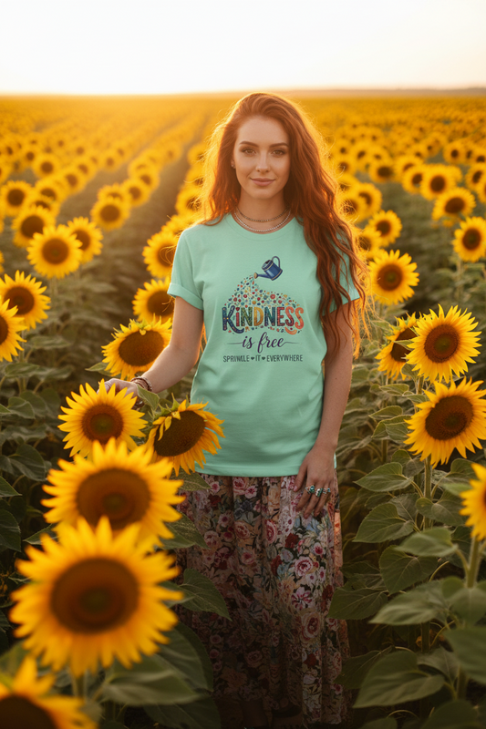Kindness Is Free T-Shirt — "Sprinkle It Everywhere" Colorful Watering Can Design