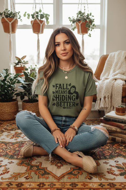 Fall-Themed Unisex Tee - Perfect for Autumn, Halloween, Sasquatch Lovers, Casual Wear, Gift Ideas