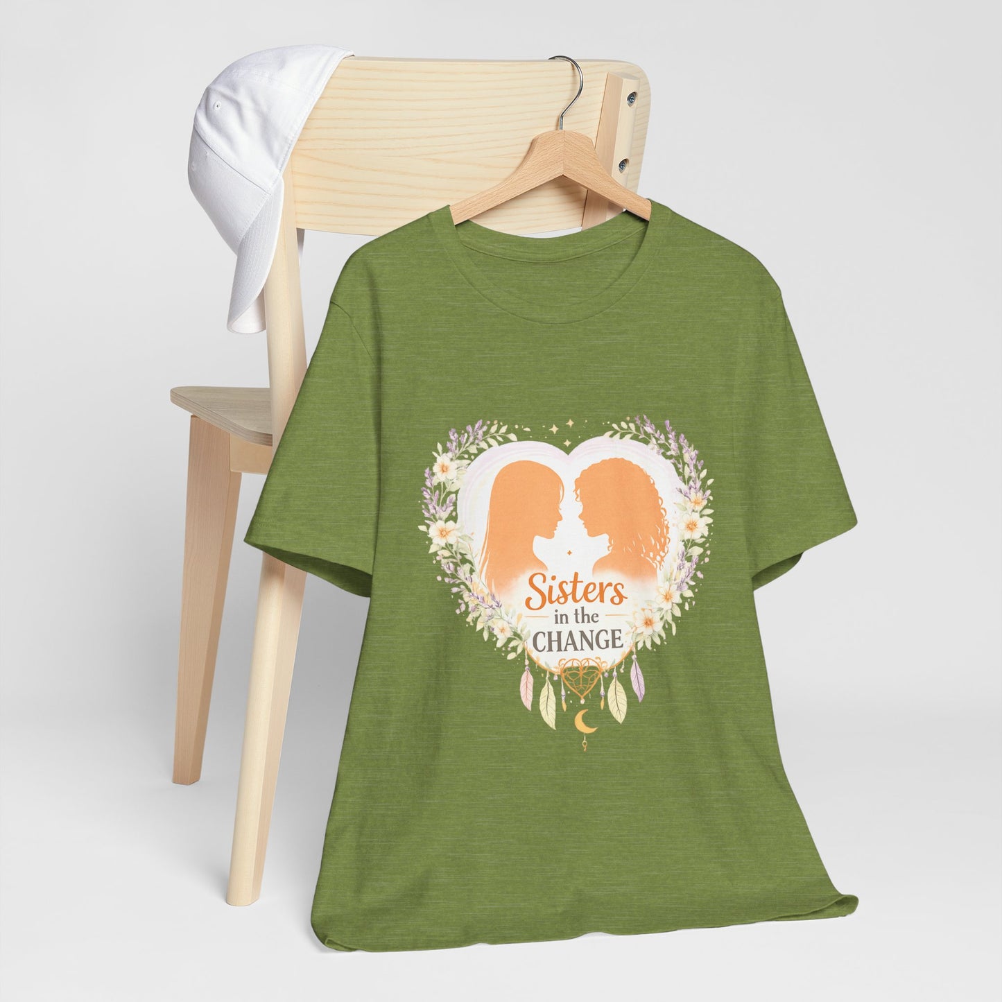 Sisters in the Change T-Shirt — Heart Silhouette Sisterhood Tee, Menopause Support Shirt