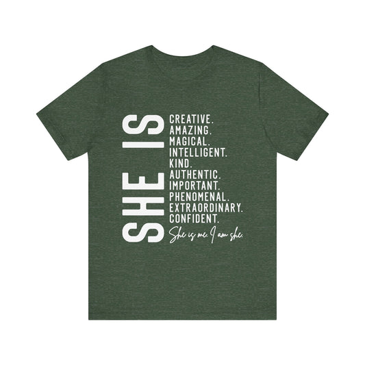 Empowering Women's Statement Tee - She Is Creative and Confident, Inspirational Gift, Motivational Shirt, Everyday Wear, Self-Love Apparel