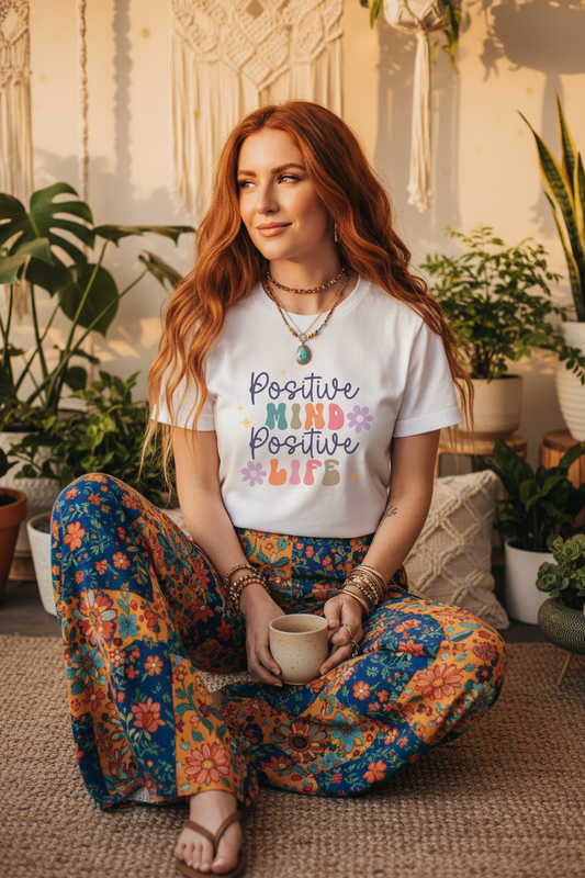 Positive Mind Positive Life Tee, Motivational T-Shirt, Casual Wear, Gift Idea, Self-Care Apparel, Positive Vibes