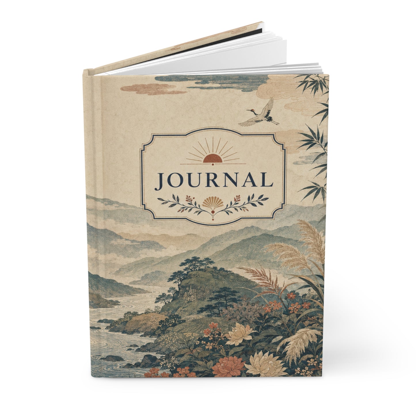 Vintage Mountain Journal — Hardcover Matte Notebook with Scenic Sunrise Design