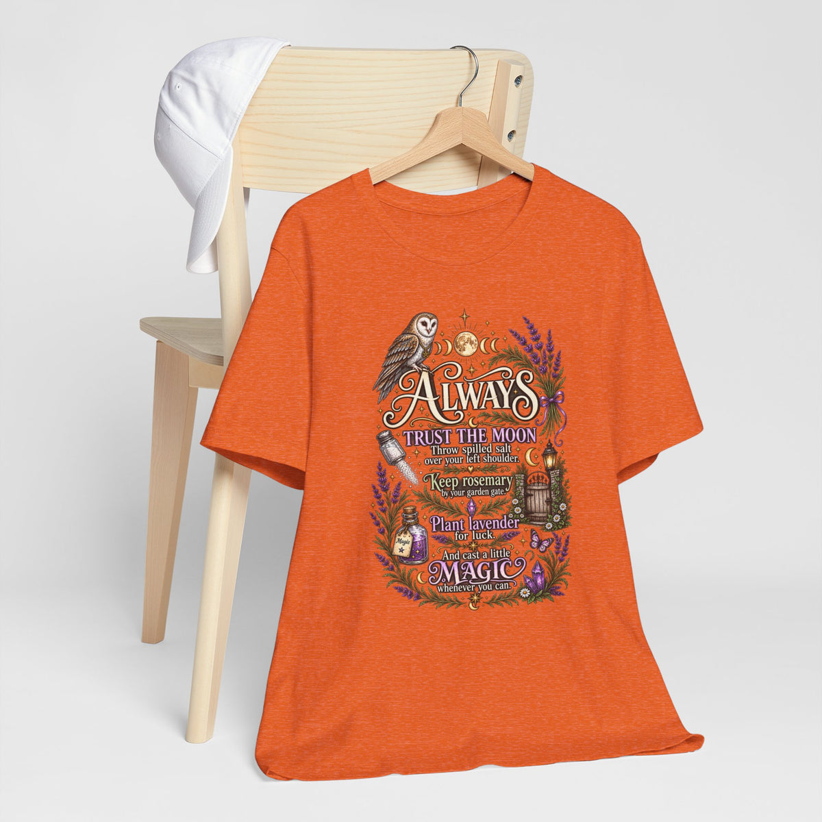 Magic & Moonlight T‑Shirt — "Always Believe There Is Magic" Lavender Owl Graphic Tee