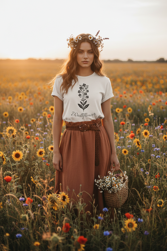 Wallflower Unisex Short Sleeve Tee - Botanical Graphic Shirt, Nature Lover Gift, Casual Wear, Eco-Friendly Fashion, Spring Outfit