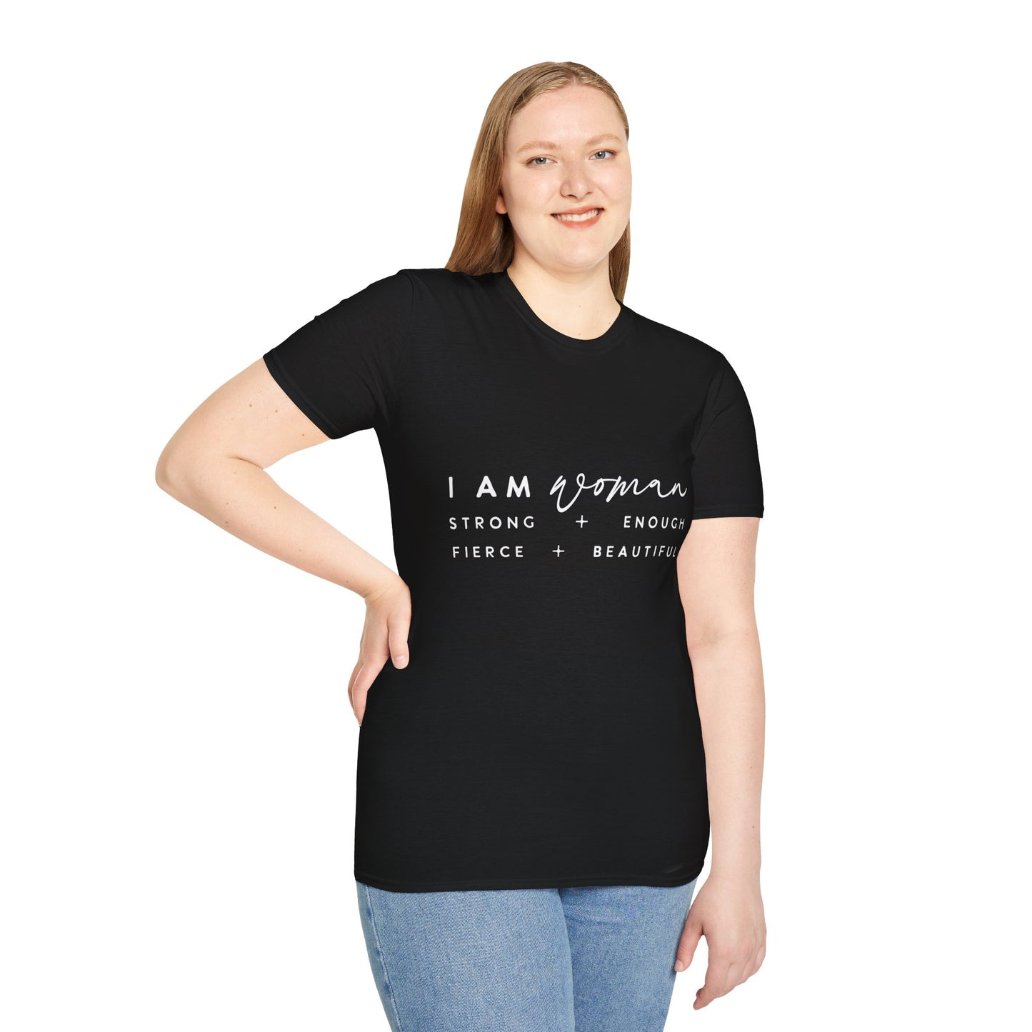 Empowering Woman T-Shirt | I Am Woman Strong + Fierce + Beautiful | Gift for Her, Feminist Apparel, Casual Wear, Motivational Tee
