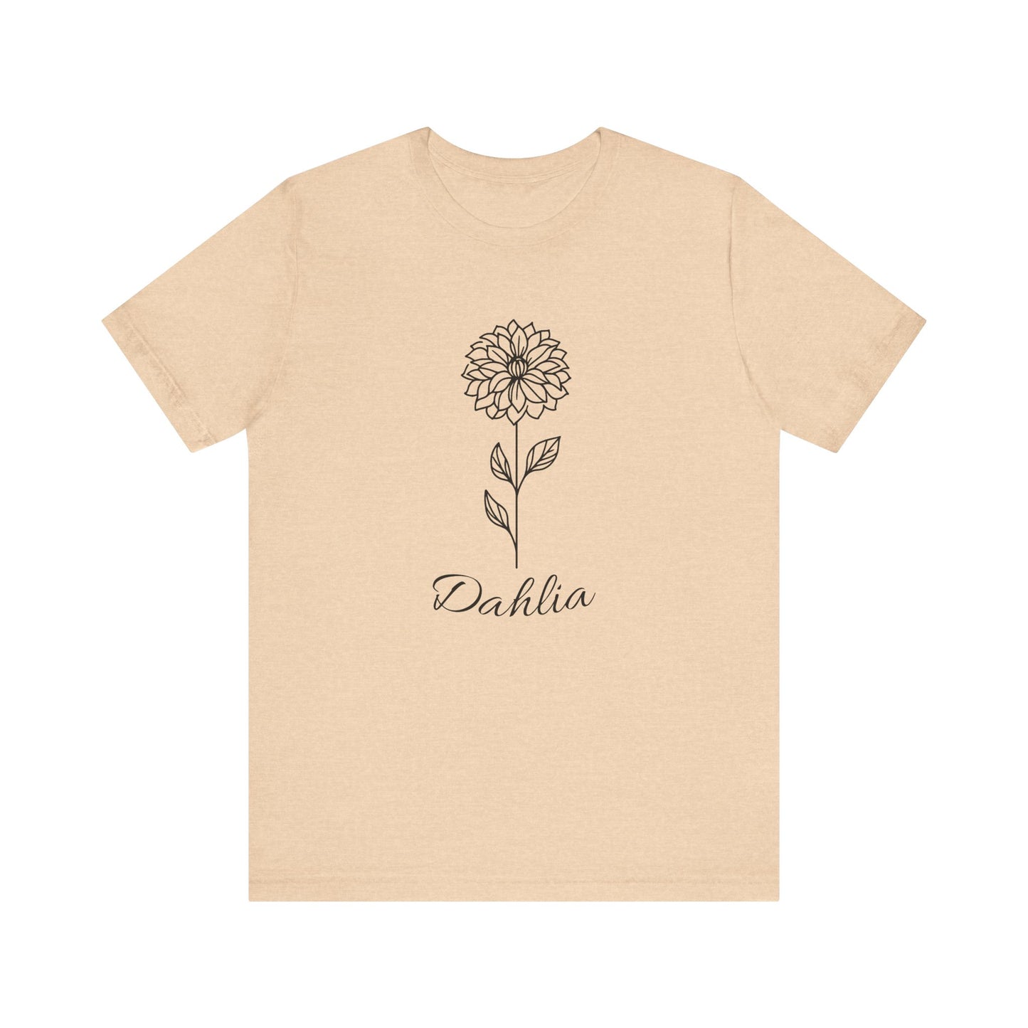 Floral Graphic Tee: Hand-Drawn Dahlia T-Shirt, Nature Lover Gift, Casual Wear, Spring Fashion, Botanical Art Style