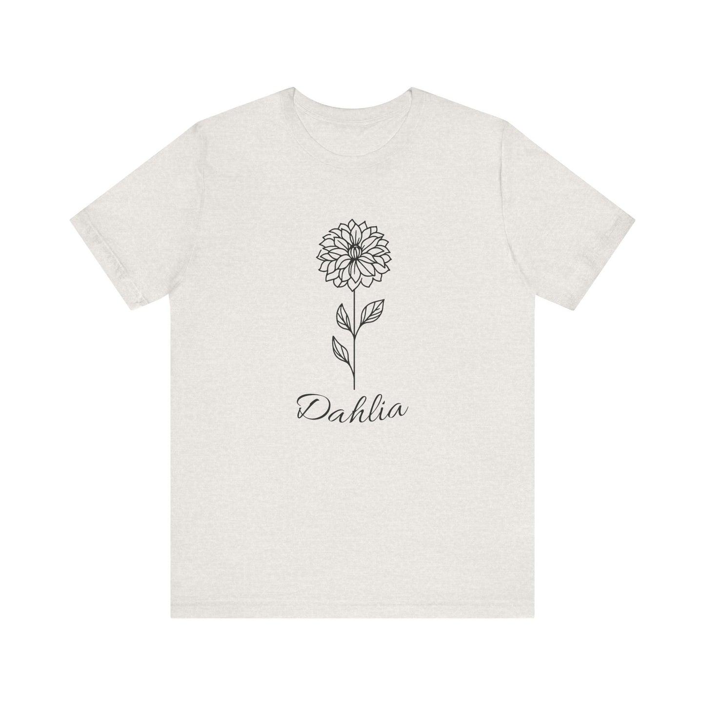 Floral Graphic Tee: Hand-Drawn Dahlia T-Shirt, Nature Lover Gift, Casual Wear, Spring Fashion, Botanical Art Style