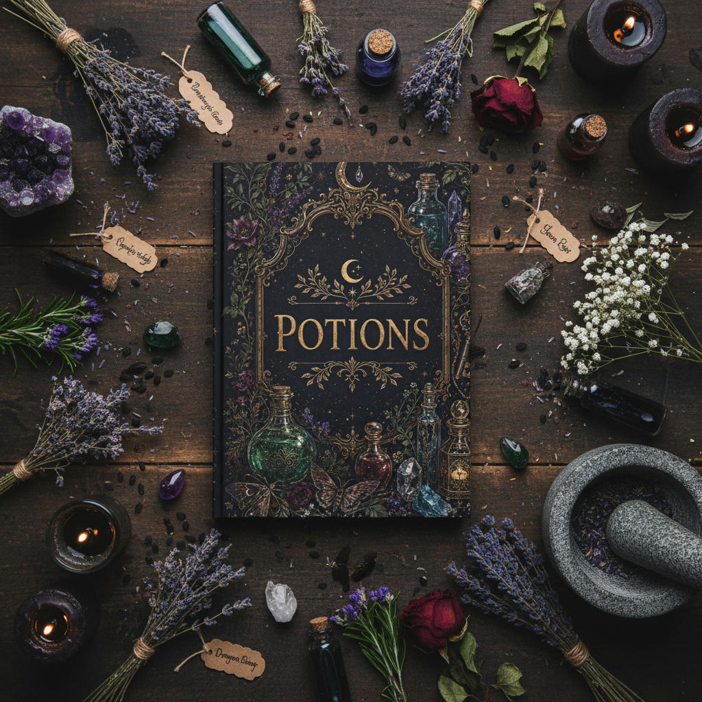 Potions Hardcover Journal — Witchy Apothecary Notebook for Spellwork & Potion Recipes