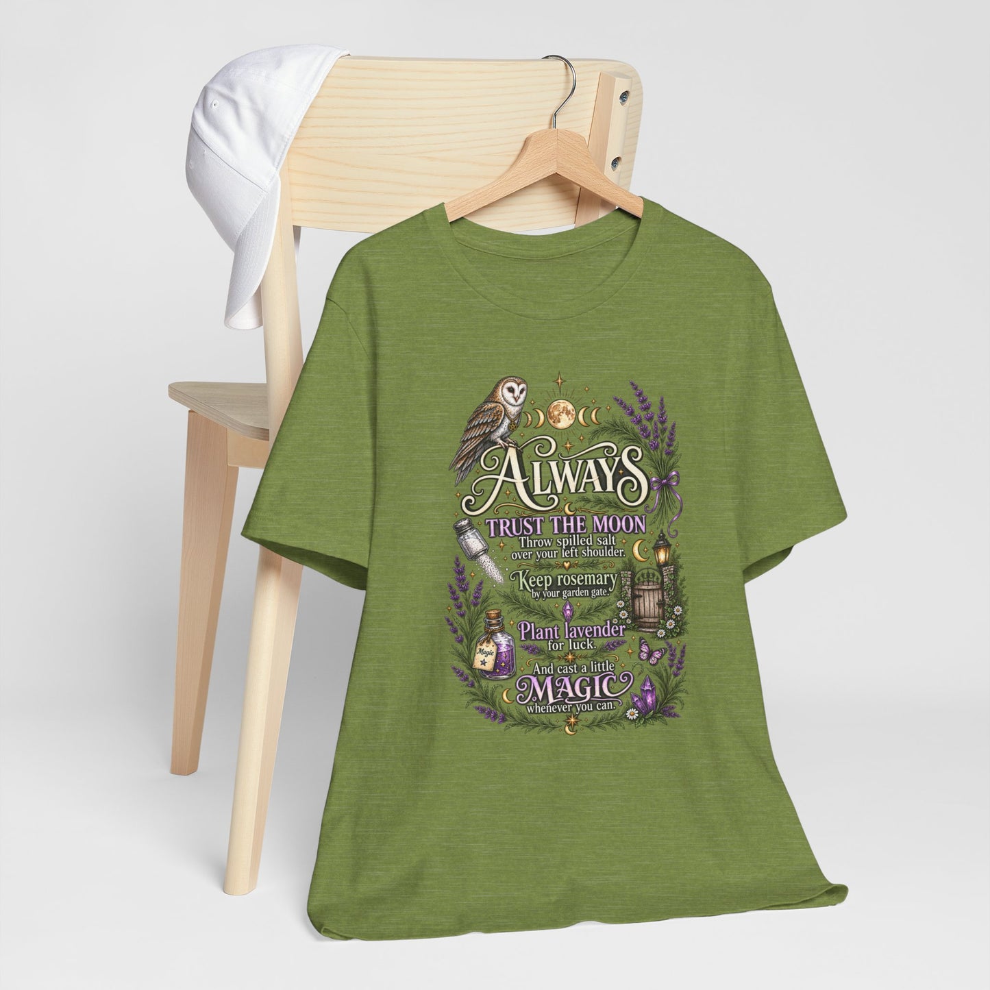 Magic & Moonlight T‑Shirt — "Always Believe There Is Magic" Lavender Owl Graphic Tee