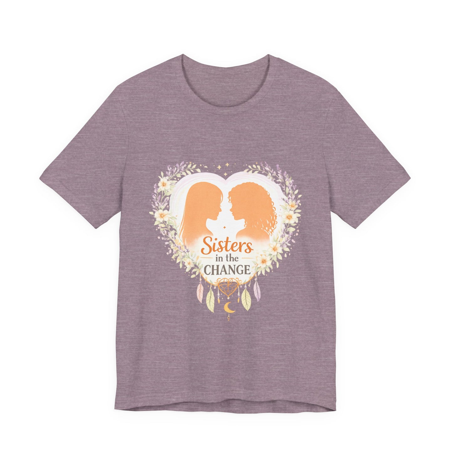 Sisters in the Change T-Shirt — Heart Silhouette Sisterhood Tee, Menopause Support Shirt