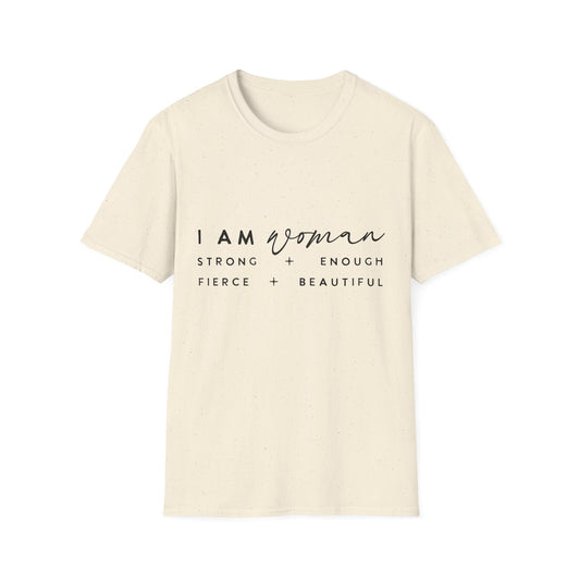 Empowering Woman T-Shirt | I Am Woman Strong + Fierce + Beautiful | Gift for Her, Feminist Apparel, Casual Wear, Motivational Tee