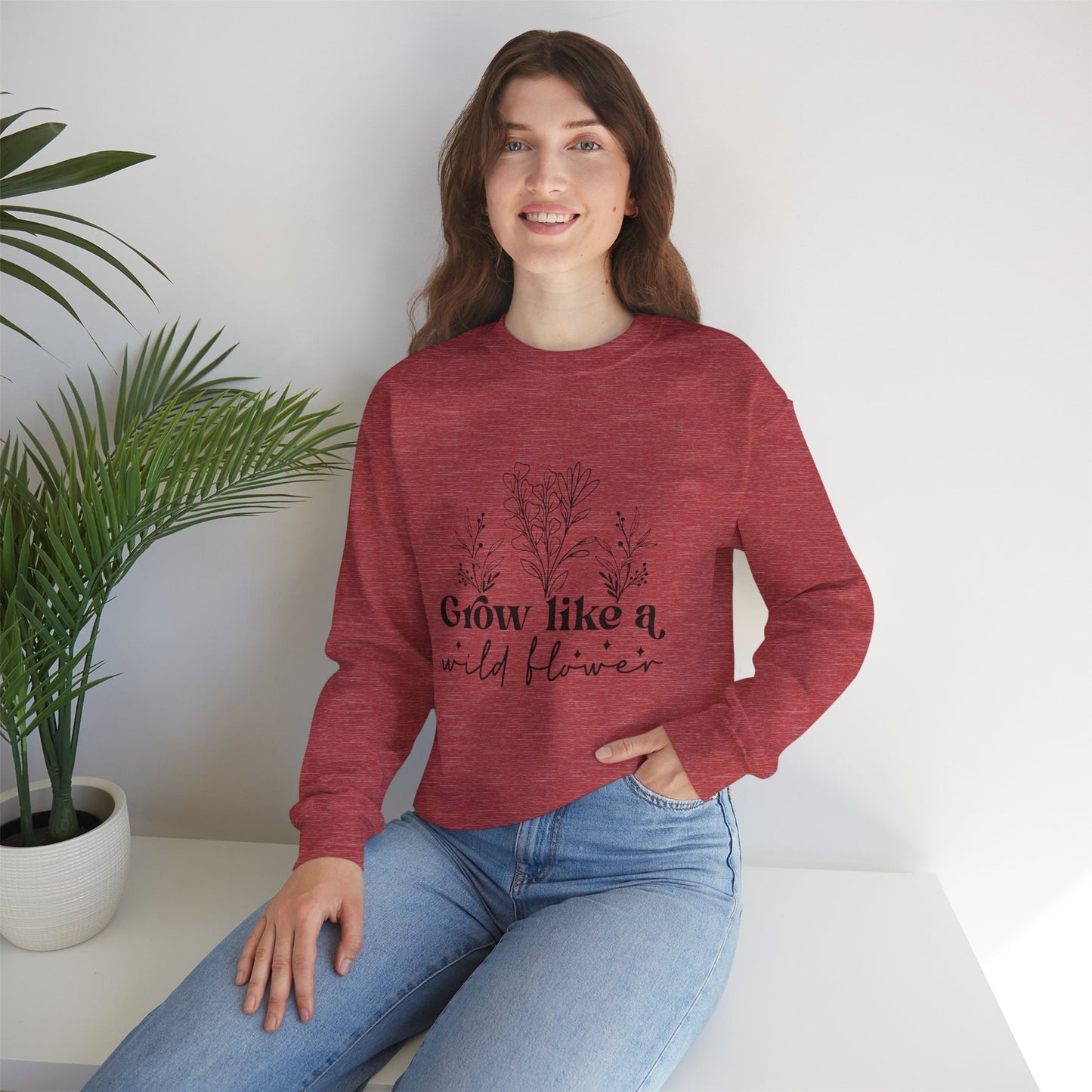 Unisex Wildflower Sweatshirt - Cozy Crewneck, Floral Design, Inspirational Gift, Spring Fashion, Nature Lover Apparel