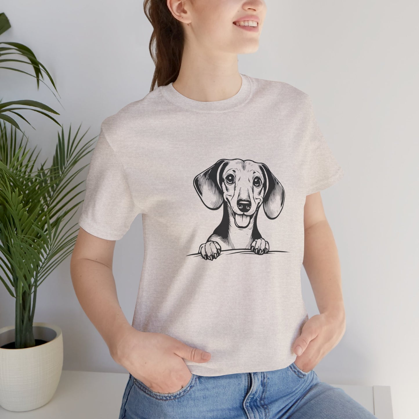 Adorable Dachshund Graphic Tee - Cute Dog Lover Shirt, Pet Owner Gift, Animal Lover Apparel, Casual Everyday Wear, Perfect for Birthdays