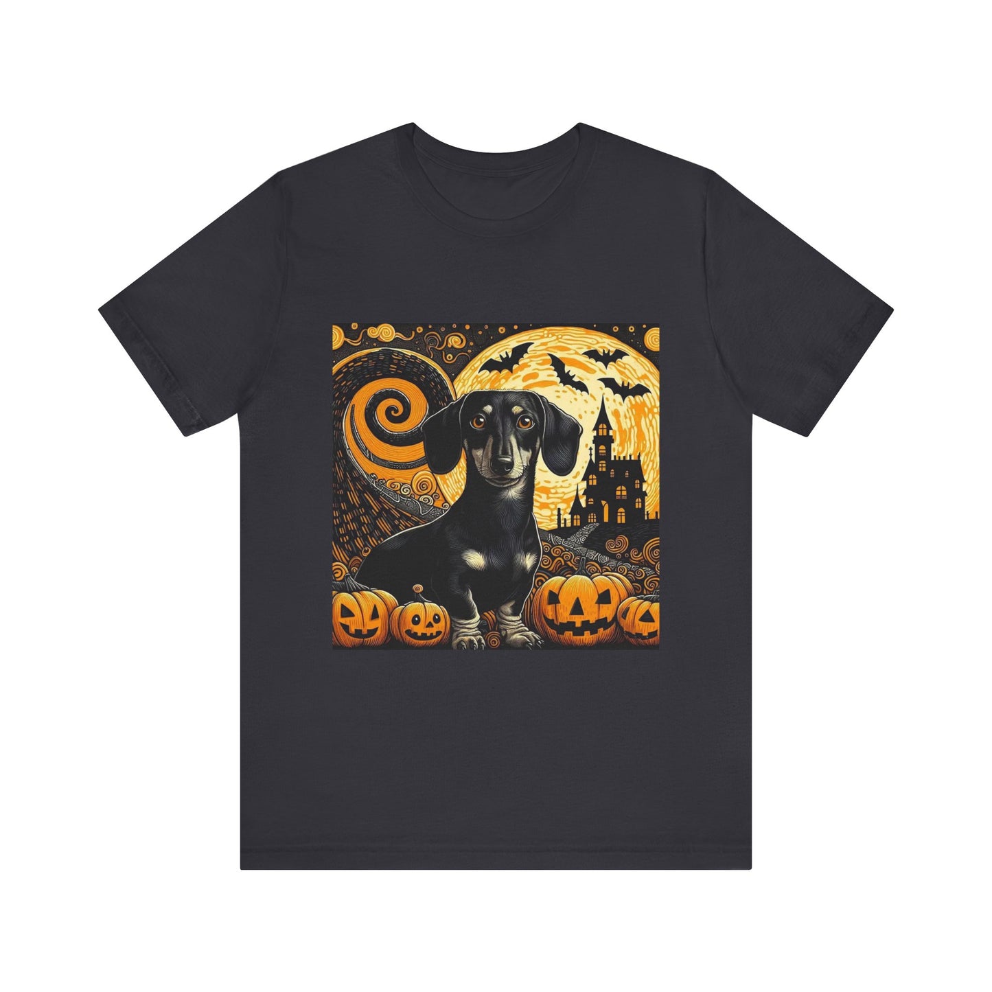 Halloween Dachshund Graphic Tee, Spooky Dog Shirt, Fall T-Shirt, Cute Pet Lover Gift, Unisex Halloween Apparel, Pumpkin Halloween Top