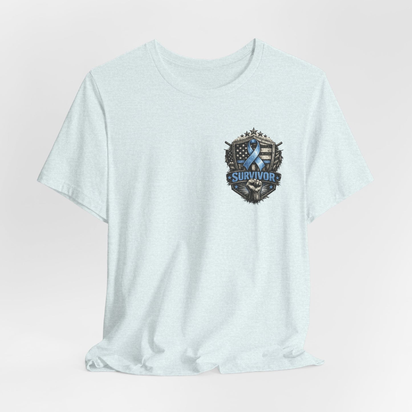 Survivor Blue Flag Shield T-Shirt, Prostate Cancer