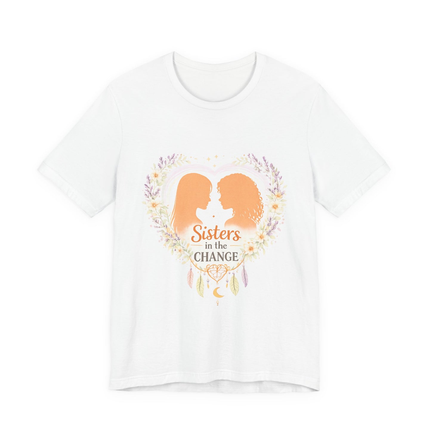 Sisters in the Change T-Shirt — Heart Silhouette Sisterhood Tee, Menopause Support Shirt