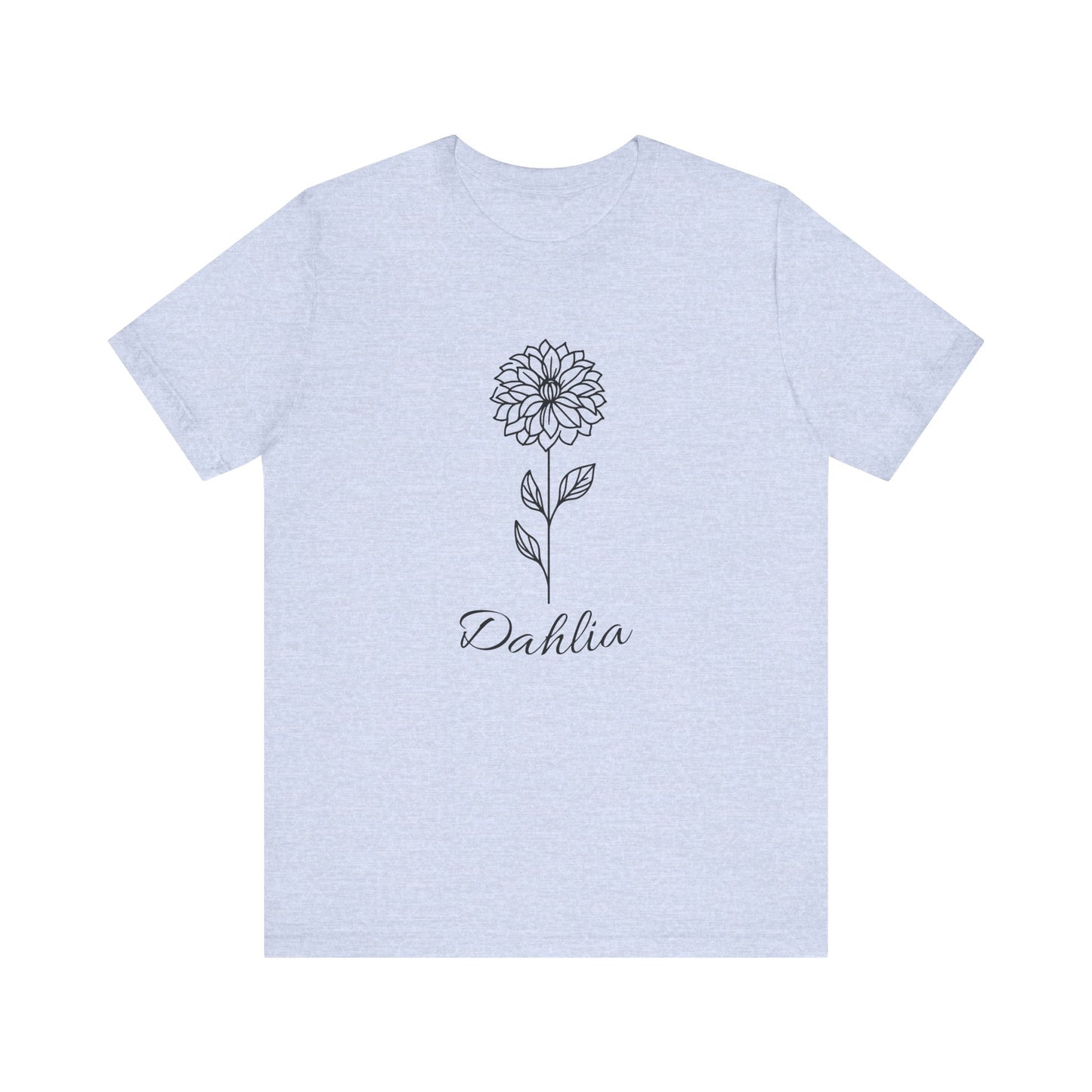 Floral Graphic Tee: Hand-Drawn Dahlia T-Shirt, Nature Lover Gift, Casual Wear, Spring Fashion, Botanical Art Style