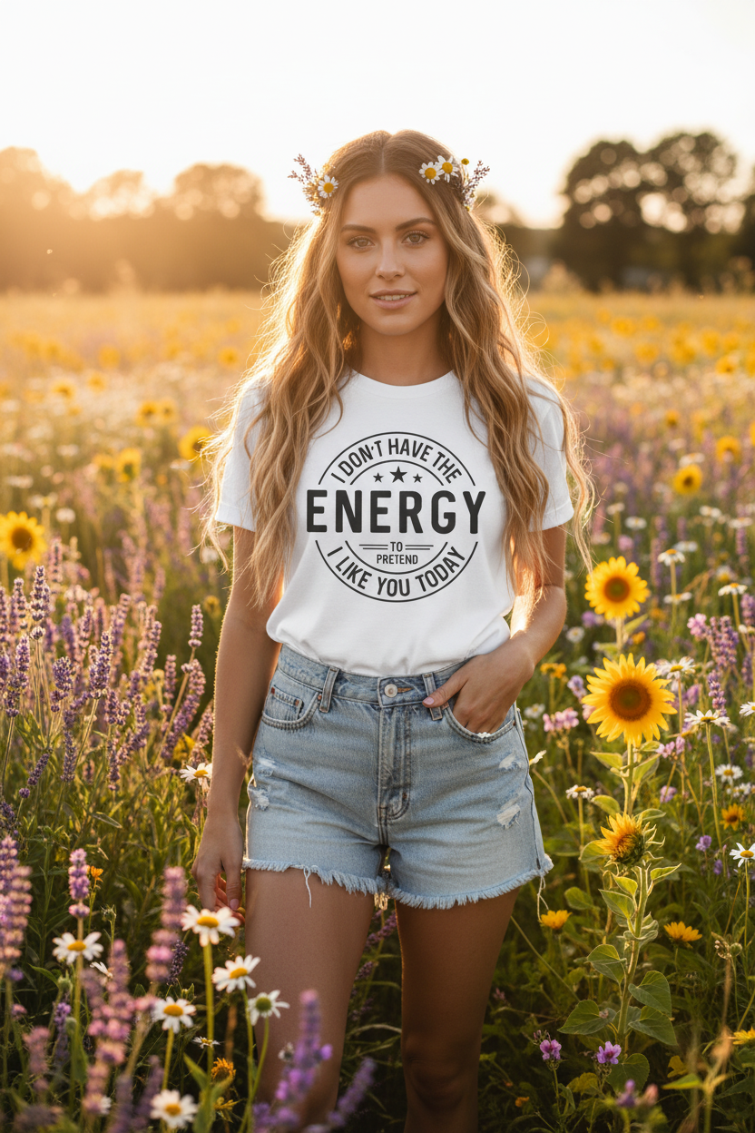 Unisex Energy Tee, Funny Graphic T-Shirt, Casual Wear, Quirky Gift, Everyday Humor, Perfect for Friends