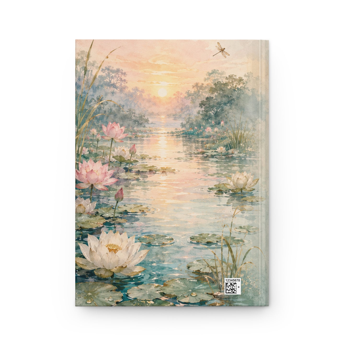 Lotus Watercolor Hardcover Journal — Floral Sunrise Meditation Notebook