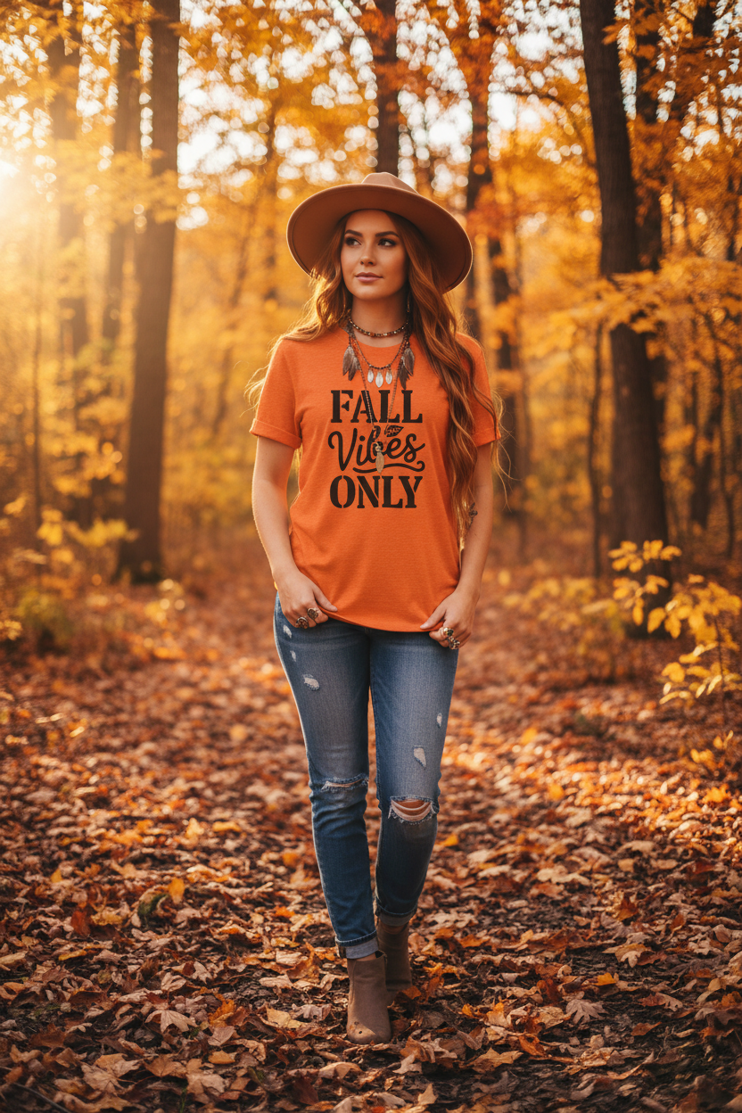 Unisex Fall Vibes Short Sleeve Tee, Casual Autumn Shirt, Seasonal Graphic Tee, Perfect for Thanksgiving, Cozy Fall Outfit