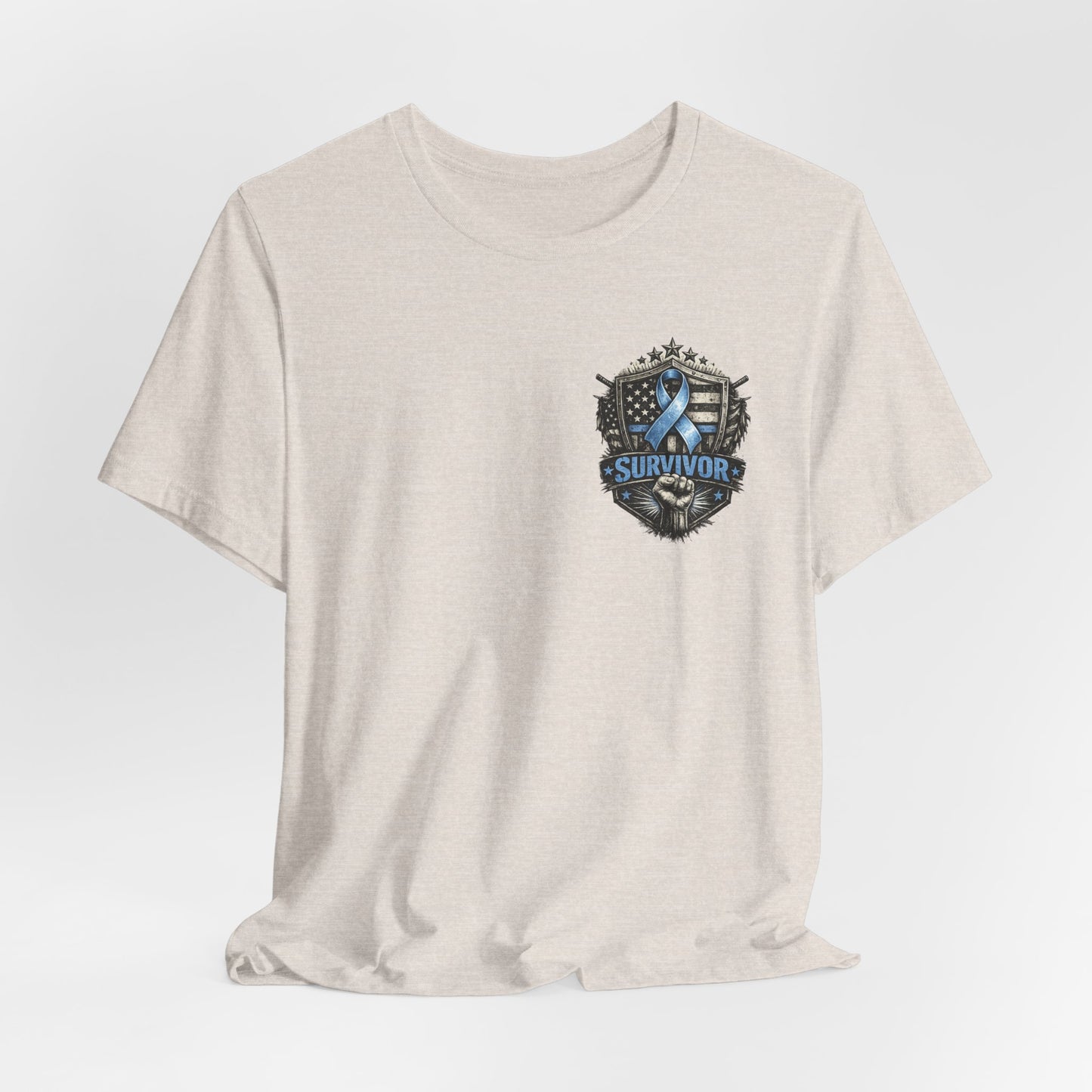 Survivor Blue Flag Shield T-Shirt, Prostate Cancer