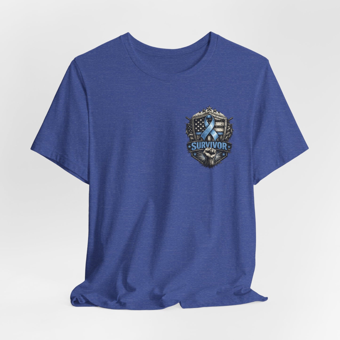 Survivor Blue Flag Shield T-Shirt, Prostate Cancer