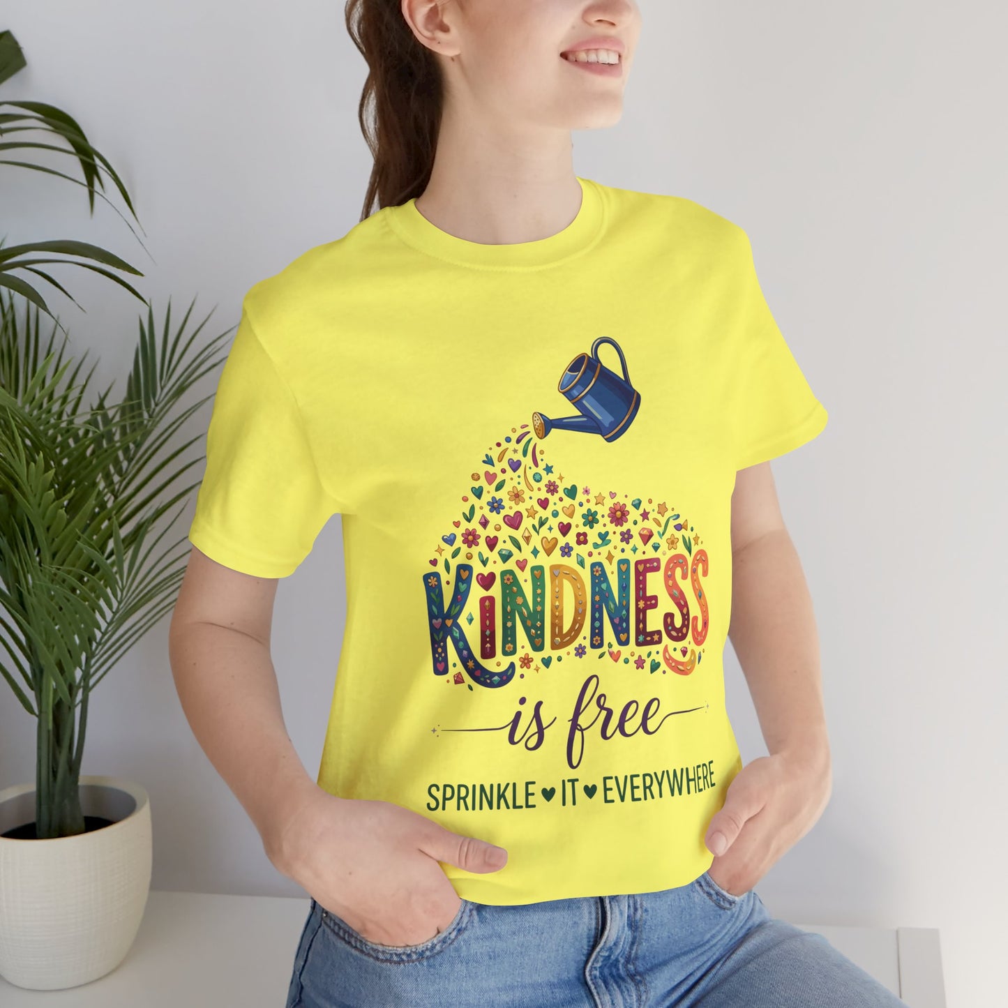 Kindness Is Free T-Shirt — "Sprinkle It Everywhere" Colorful Watering Can Design