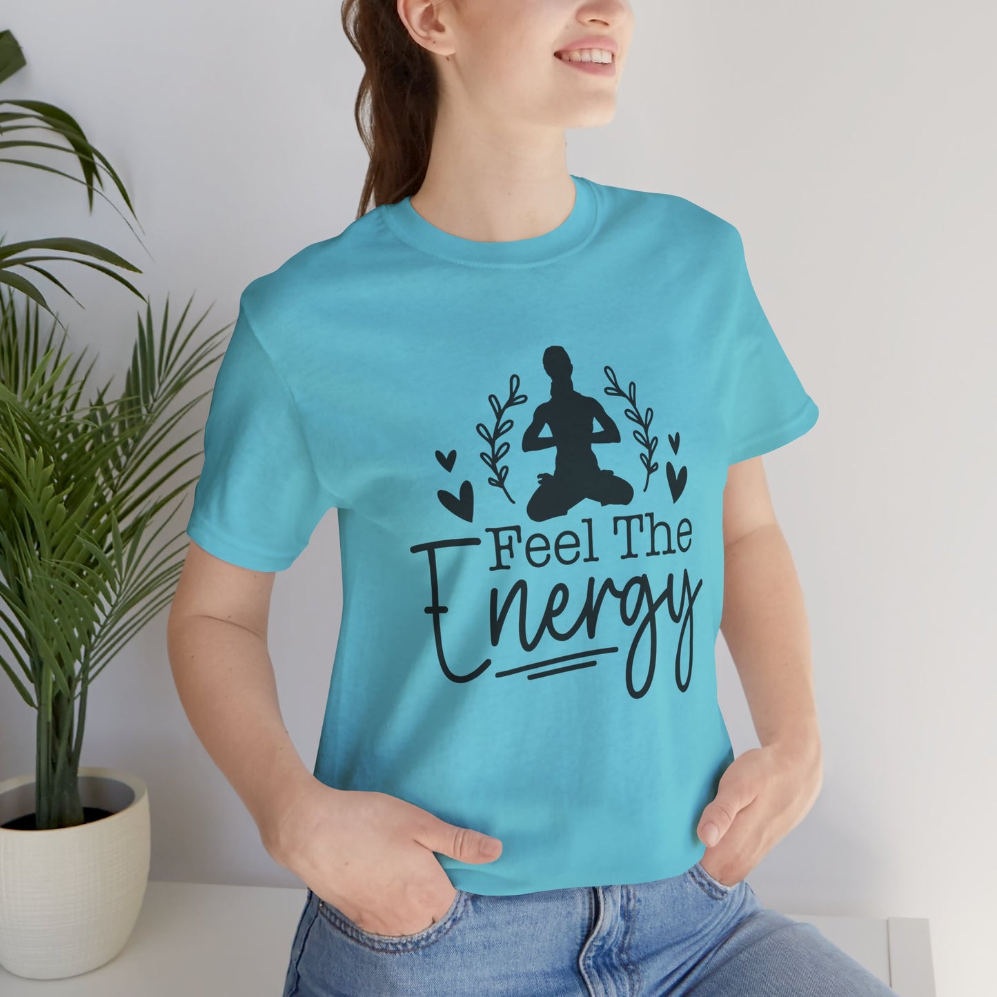 Feel the Energy Unisex Jersey Short Sleeve Tee, Yoga Shirt, Mindfulness Tee, Meditation T-Shirt, Gift for Wellness Lovers