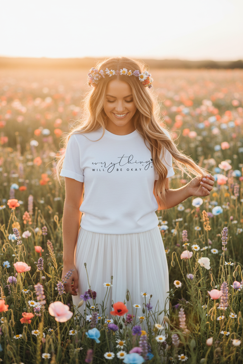 Everything Will Be Okay Tee, Inspirational Tee, Positive Message T-Shirt, Gift for Friends, Self-Care Shirt, Motivational Clothing