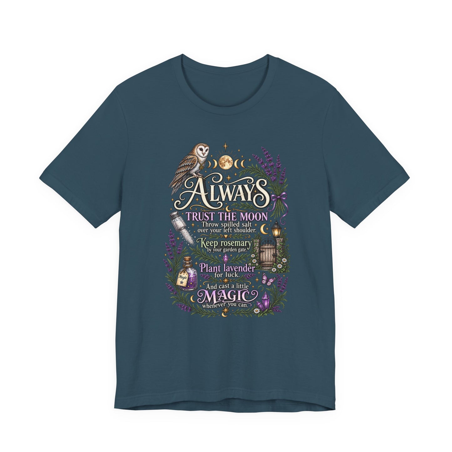 Magic & Moonlight T‑Shirt — "Always Believe There Is Magic" Lavender Owl Graphic Tee