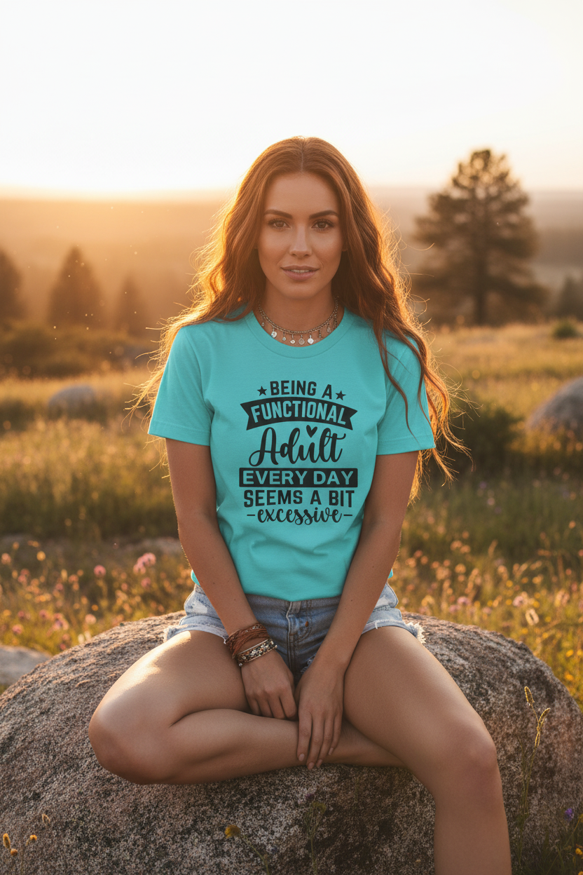 Functional Adult Quote Tee, Funny Gift for Birthdays, Relaxed Unisex Tee, Casual Everyday Wear, Humorous Gift for Adults