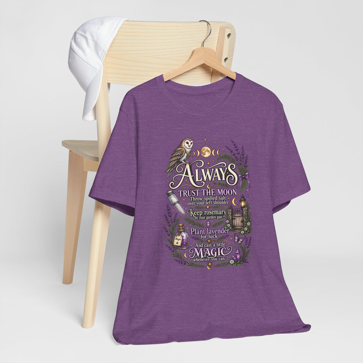 Magic & Moonlight T‑Shirt — "Always Believe There Is Magic" Lavender Owl Graphic Tee