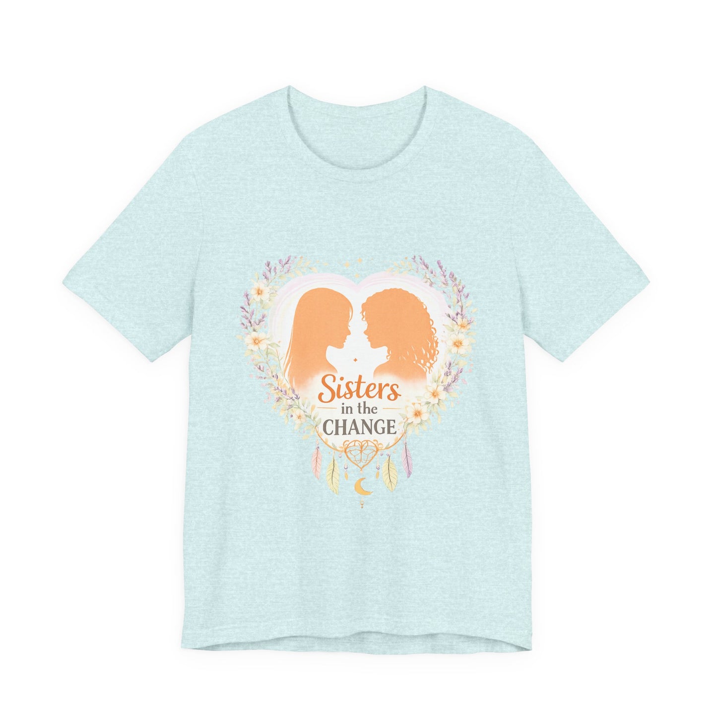 Sisters in the Change T-Shirt — Heart Silhouette Sisterhood Tee, Menopause Support Shirt
