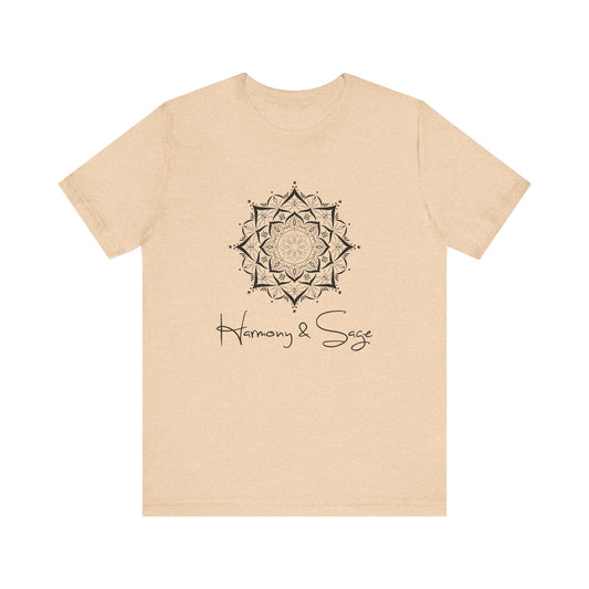 Mandala Harmony Unisex Logo Tee, Boho Style, Spiritual Gift, Meditation Shirt, Yoga Apparel, Casual Wear