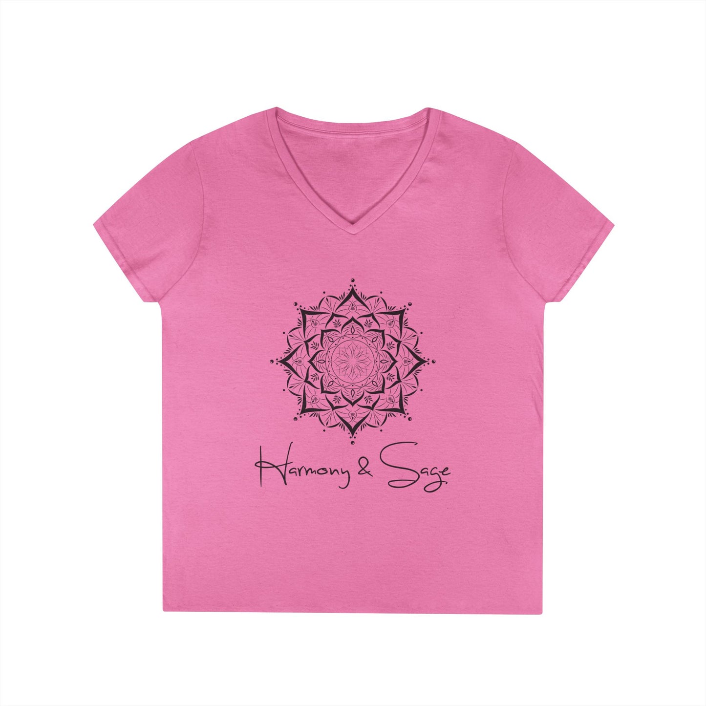 Harmony & Sage V-Neck T-Shirt, Spiritual Gift, Yoga Shirt, Meditation Top, Casual Wear, Mindfulness Apparel
