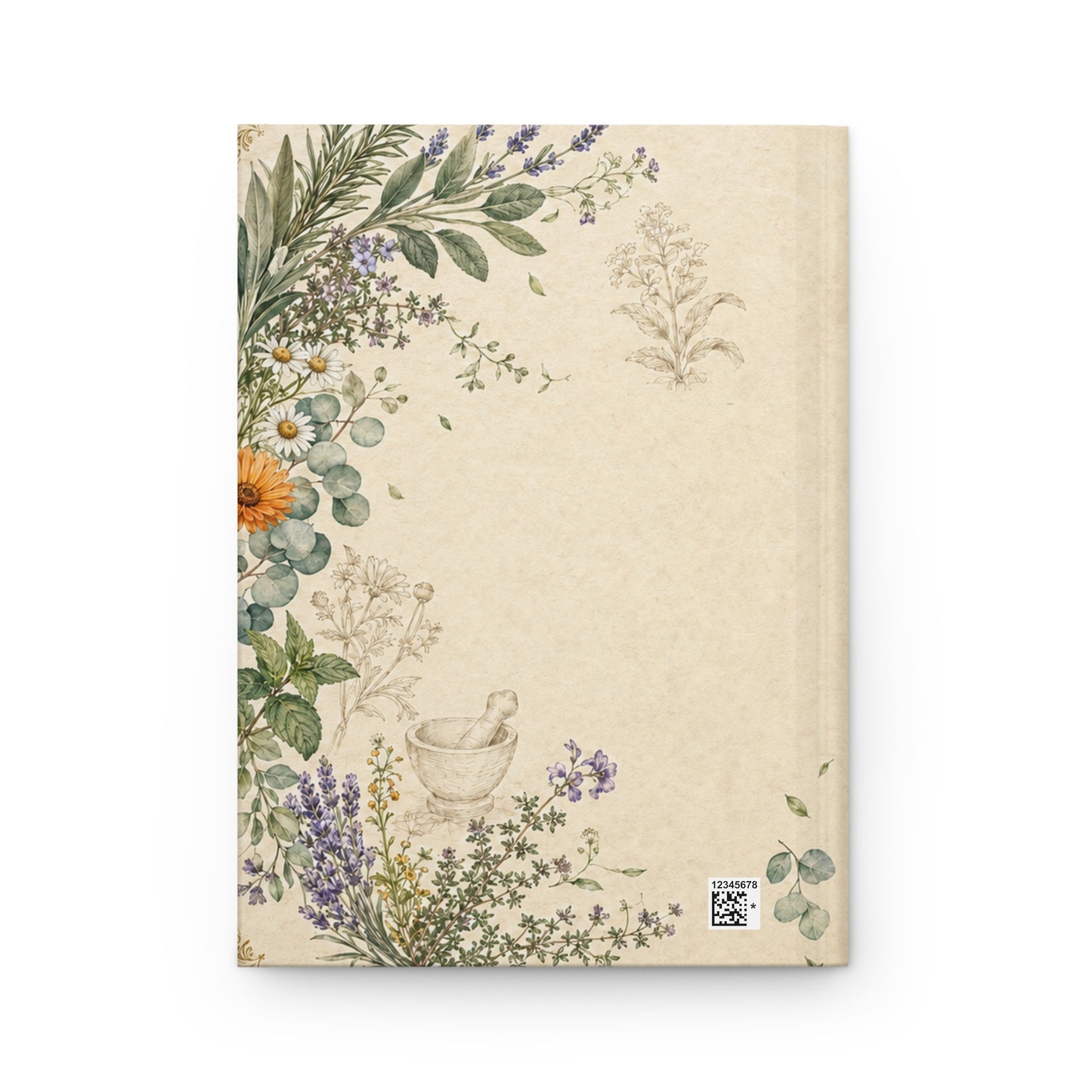 Botanical Floral Hardcover Journal — 'Journal' Vintage Herb Garden Notebook