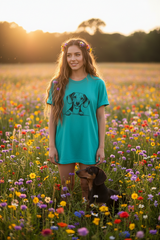 Adorable Dachshund Graphic Tee - Cute Dog Lover Shirt, Pet Owner Gift, Animal Lover Apparel, Casual Everyday Wear, Perfect for Birthdays