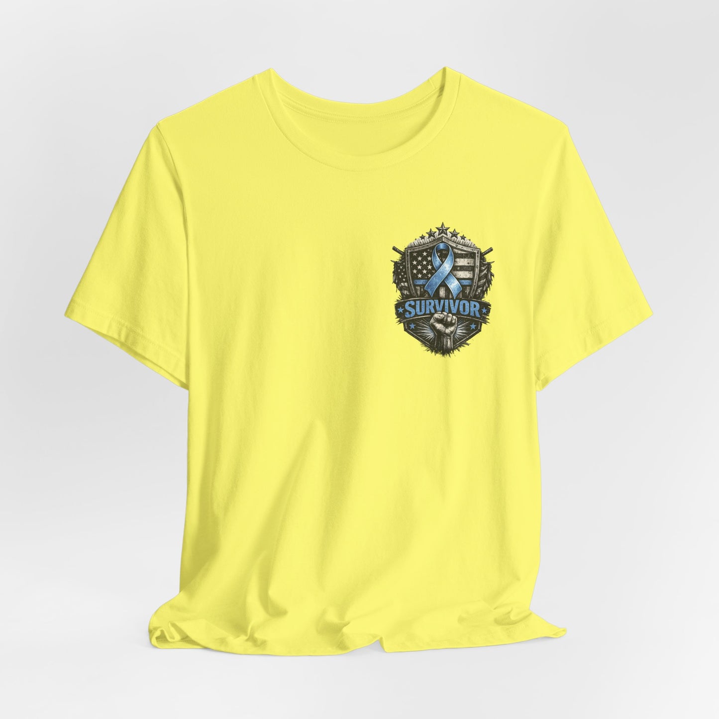 Survivor Blue Flag Shield T-Shirt, Prostate Cancer