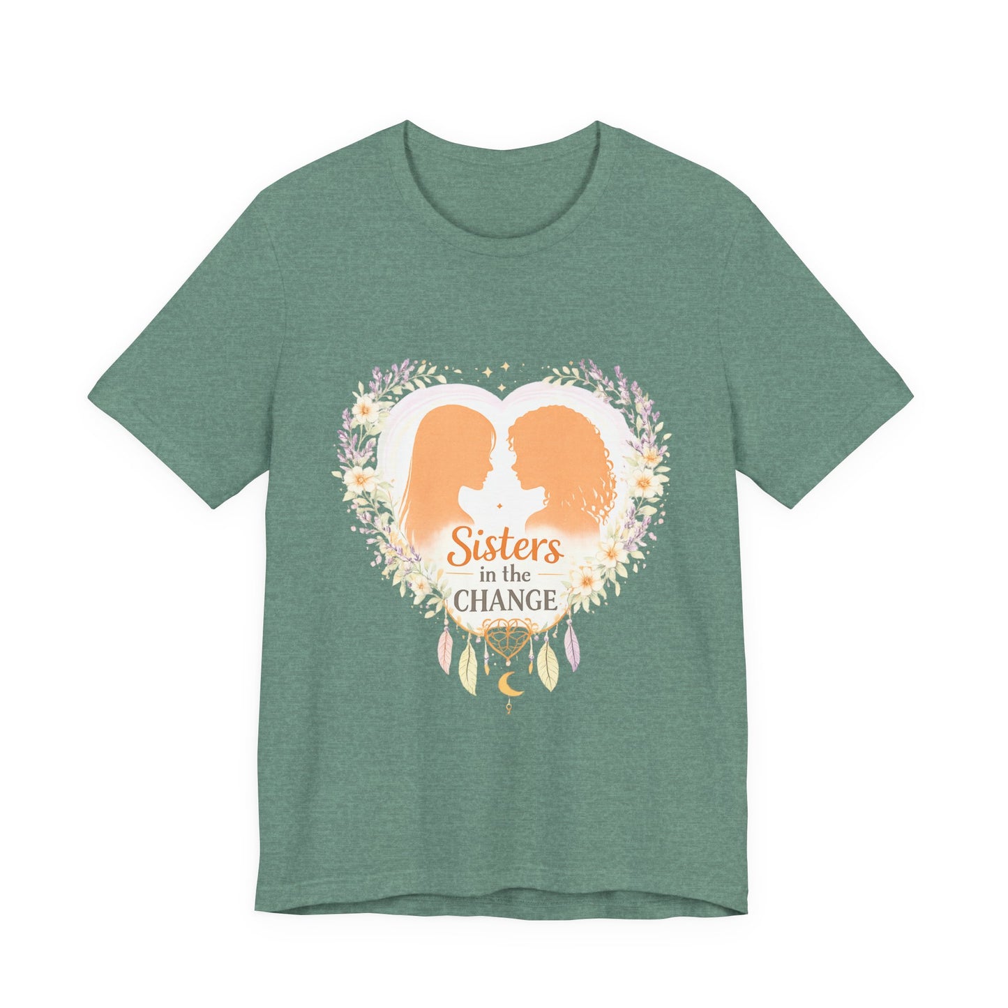 Sisters in the Change T-Shirt — Heart Silhouette Sisterhood Tee, Menopause Support Shirt